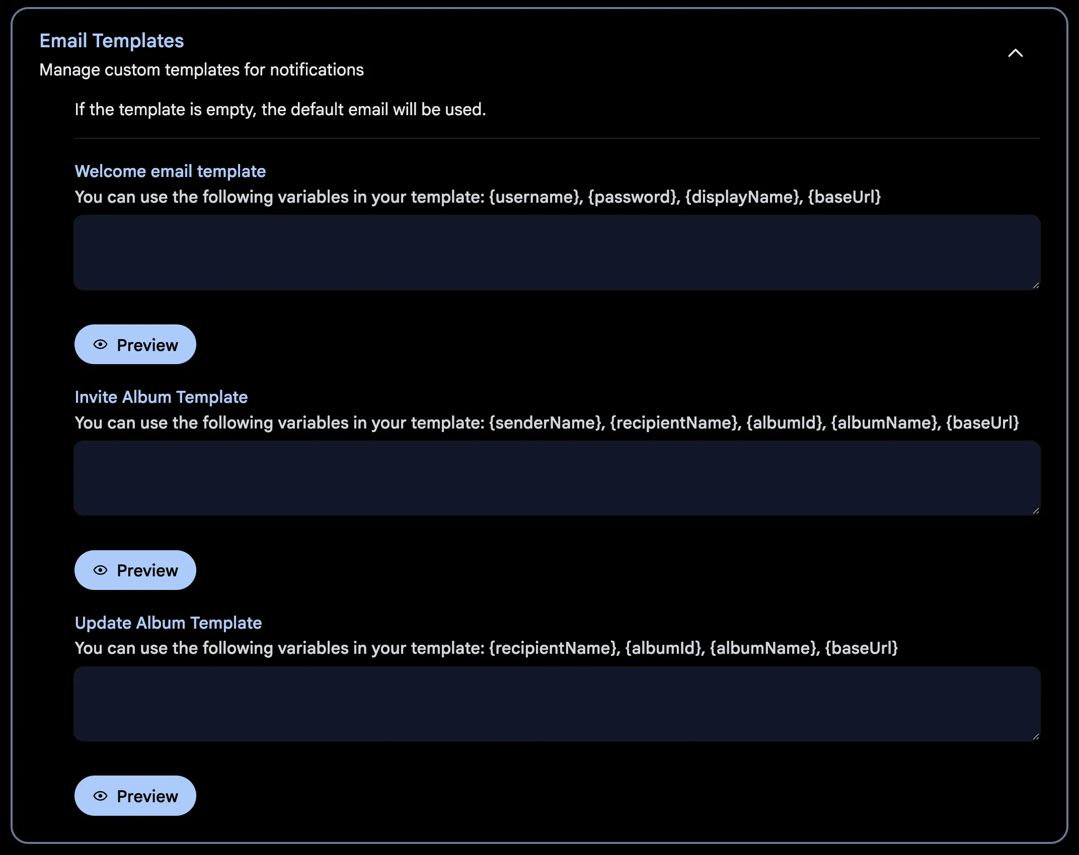 User notification templates